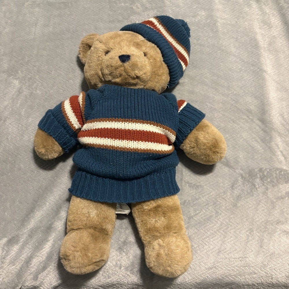 Vintage 1984 CHOSUN INTERNATIONAL Teddy Bear Plush with Blue Sweater and Hat - Picture 1 of 16